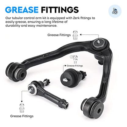 Front Upper Control Arms for Escalade 02-06, Chevy Silverado 99-06, Avalanche Tahoe Suburban GMC Sierra Yukon AWD 4WD | Suspension Kit w/Ball Joints Tie Rods Sway Bar Idler Arm Replaces K80942