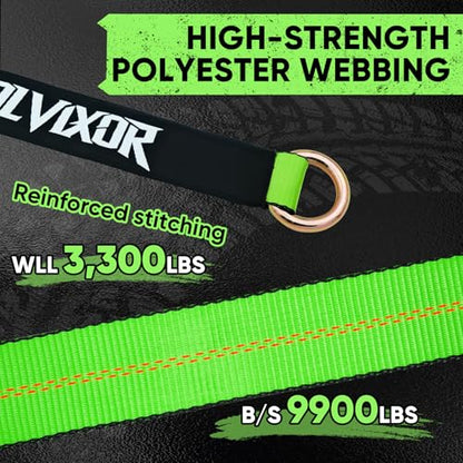 Car Tie Down Straps, 4 Pack, 2" x 96", 9900 LBS, Heavy Duty J Finger Hooks - color: Green