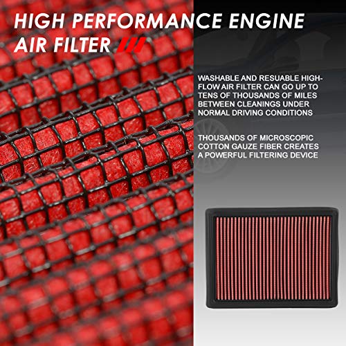 DNA Motoring AFPN-195-RD Clean Air Washable Drop In Panel Air Filter [Fits 98-04 300M / 99-01 LHS / 98-04 Intrepid 2.7L 3.2L 3.5L Models] - style: 98-04 Dodge Intrepid