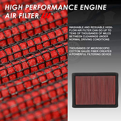 DNA Motoring AFPN-195-RD Clean Air Washable Drop In Panel Air Filter [Fits 98-04 300M / 99-01 LHS / 98-04 Intrepid 2.7L 3.2L 3.5L Models] - style: 98-04 Dodge Intrepid