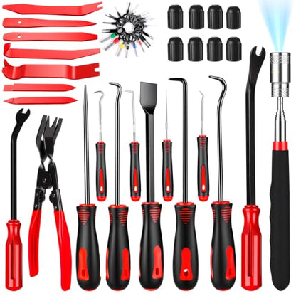 46 Pcs Hook and Pick Set Auto Trim Removal Tool Kit Car Clip Plier Red - color: Red, size: 46 PCS