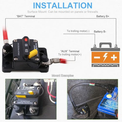E9 1/4 Inch Studs 40amp Circuit Breaker w/Recessed Switch Button UL - color: Surface Mount - Recessed Button, size: 40A