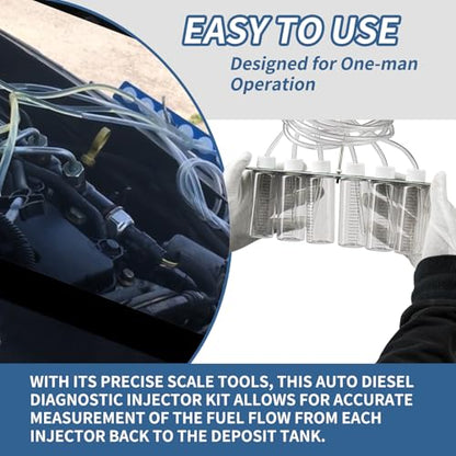 6 Cylinder Diesel Injector Flow Diagnostic Set Fuel Injectors Tester Cylinder Common Rail Adaptor Test Tool Kit