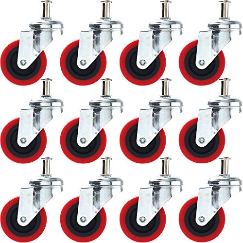 12 Pck Heavy-Duty 2.5" Swivel Caster Wheel Creeper Service Cart Stool Post Mount - size: 12 pcs