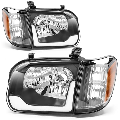 AUTOSAVER88 LED DRL Headlights Compatible with 05-06 Toyota Tundra Black - color: LED - Black /Amber/Clear, size: Fit 05-06 Tundra