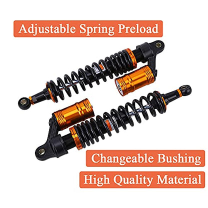 OUMURS 2Pcs 400mm Adjustable Motorcycle Air Shock Absorber Fit for Honda Suzuki Yamaha Kawasaki ATV Go Kart Quad Dirt Sport Bikes - size: 400mm