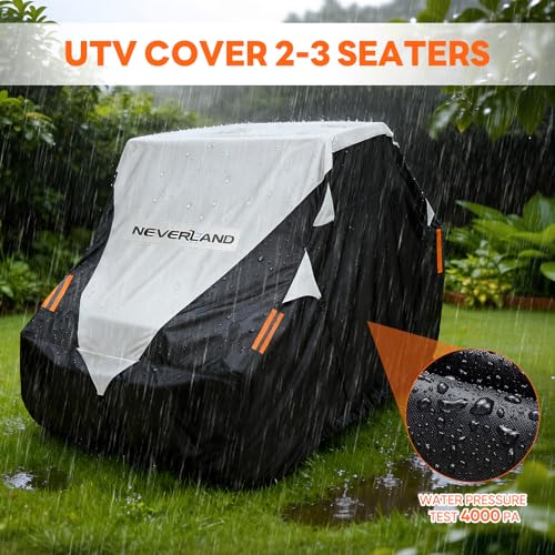 Neverland UTV Cover Waterproof 300D Heavy Duty 2-3 Seater/4-6 Seater 4 Door Side by Side Covers All Weather Protection Compatible with Polaris RZR Can-Am Maverick Defender Kawasaki - size: M: 126"Lx 65"Wx 73"H (Single row seat)