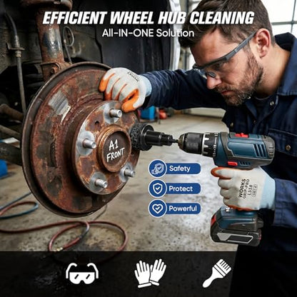 Wheel Hub Cleaning Tool Kit, 17 PCS Stud Rust Remover for Drill - color: Hub Restore Kit