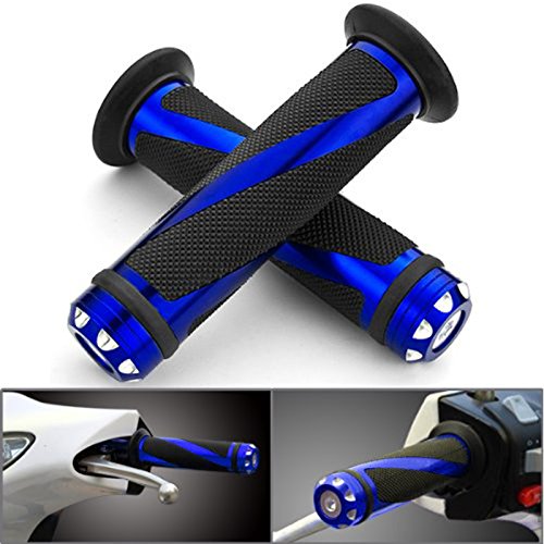 7/8" Aluminum Rubber Gel Hand Grips for Motorcycle Sports Bikes Handlebar - color: Blue