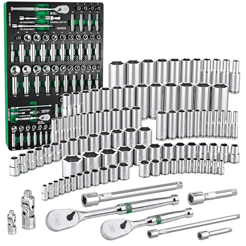 SK 1/4" & 3/8" Drive Socket Set with 90-Tooth Ratchet, SAE & Metric