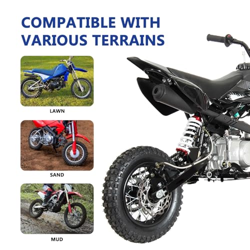 3.00-10 80/100-10 Dirt Bike Rear Rim Wheel Tire With 12mm Bearing 190mm Brake Disc And 420 41T Rear Chain Sprocket For 50/70/90/110/125cc SSR 110 CRF XR Apollo Pit Kayo Bike Mini Motorcycle