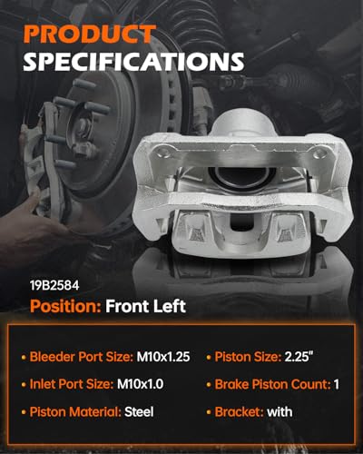 GAHA 19B2584 Front Left Brake Caliper w/Bracket Passenger Side - size: 19B2584
