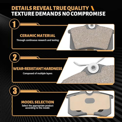 D340 Rear Ceramic Brake Pads Kit Fit For Audi A4 2002-2005, A4 Quattro 2002-2004, S4 2002, For Peugeot 405 1989-1991, For Volkswagen Beetle 2007-2010, For Corrado 1990-1994 - style: HZ340