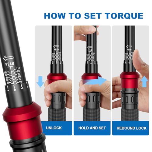 SUERCUP 3/8" Click Torque Wrench, 10-110 ft-lb, for Lug Nuts & Spark Plugs - size: 3/8" 10-110 Ft.Lb/13.6-149.2 N.m