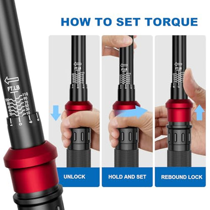 SUERCUP 3/8" Click Torque Wrench, 10-110 ft-lb, for Lug Nuts & Spark Plugs - size: 3/8" 10-110 Ft.Lb/13.6-149.2 N.m