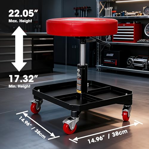 Big RED Pneumatic Rolling Mechanic Stool, Large - style: 6350