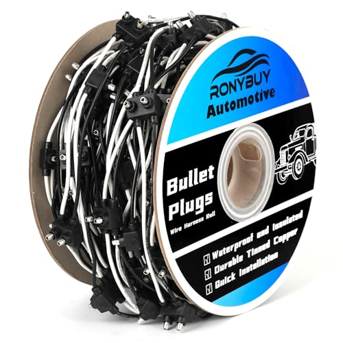 150x 2 Wire Pigtail Double Male Bullet Plugs Roll, 18 Gauge 2 Prong Wire Harness for Clearance Side Markers Trucks Trailers, Continuous 150 Plugs, 6" Lead Spacing Between Plugs - style: 150 Count