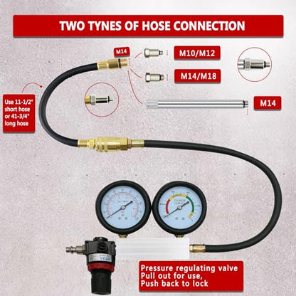Cylinder Leak Down Tester Kit with Dual Gauges for Gasoline Engines