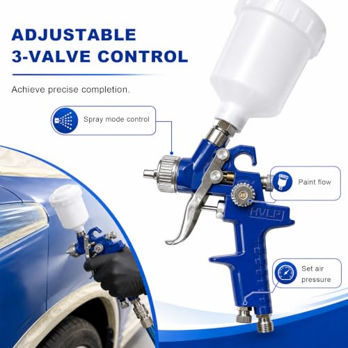 HVLP Touch Up Spray Gun with 0.8mm Nozzle, Mini Gravity Feed Car Detail Paint Gun Sprayer with 125cc Cup, Universal Detail Spot Repair Air Sprayer for Car Furniture Painting - color: 0.8 mm