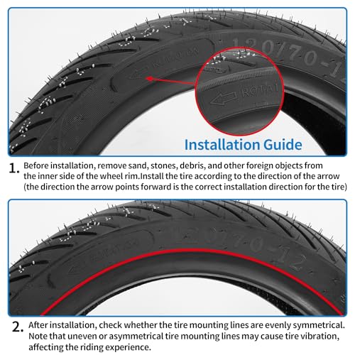 120/70-12 Tubeless Tire for Scooter, Moped, Tricycle - Bias-6PR 58 L-1 PACK - size: 120/70-12