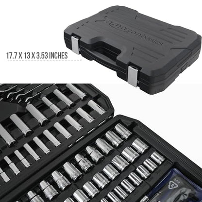 Amazon Basics 201-Piece Mechanic's Socket Tool Set With Case, SAE and Metric Sizes, Chrome-Vanadium Steel, Portable - size: 201 Piece