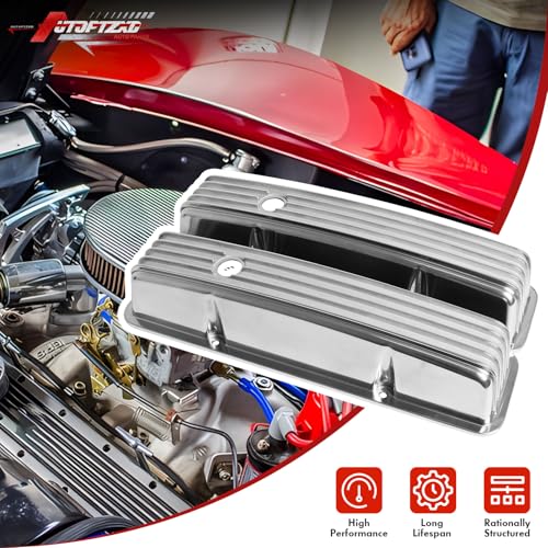 Aluminum Tall Valve Covers for 1958-1986 Chevy SBC 283 302 305 327 350 383 400 Engine Small Block Polished Valve Covers - Silver - color: Silver