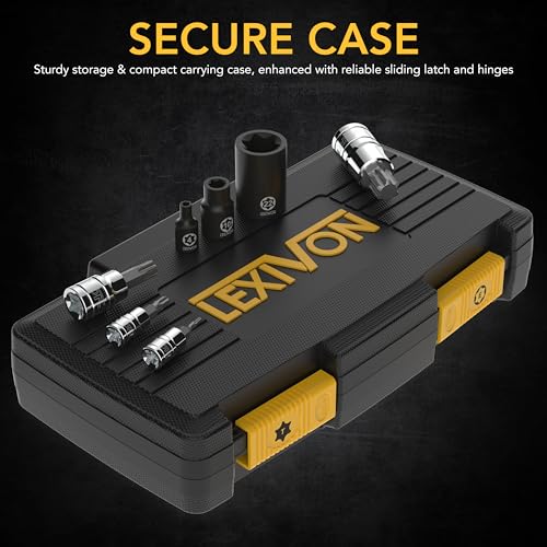 LEXIVON Master Torx Bit and Socket Set, Premium S2 Alloy & Cr-V Steel | 25-Piece, Bit Socket T8-T60 & E-Torx E4-E22 | Heavy-Duty Storage Case (LX-148) - style: Master Torx Bit Socket Set
