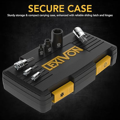 LEXIVON Master Torx Bit and Socket Set, Premium S2 Alloy & Cr-V Steel | 25-Piece, Bit Socket T8-T60 & E-Torx E4-E22 | Heavy-Duty Storage Case (LX-148) - style: Master Torx Bit Socket Set