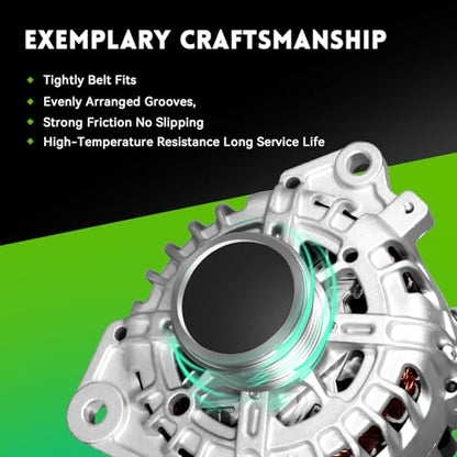 110A New Alternator Compatible With 2007-2012 Nissan Altima L4 2.5L, 2007-2012 Sentra, 2011-2013 Rogue, 2014 2015 Rogue Select, 400-40102, 23100-JA02A, AVA0074, TG12C032, 11258N - size: 11258N