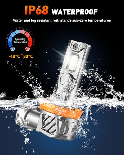 FORENNER H11 9005 Light Bulbs Combo, 140000LM 1000% Ultra Brightness, 6500K Cool White H9/H8/H16 HB3 Accessory Light Kits, 1:1 Mini Size, 10-Year Lifespan, Play-N-Plug, Pack of 2. - size: H11+9005