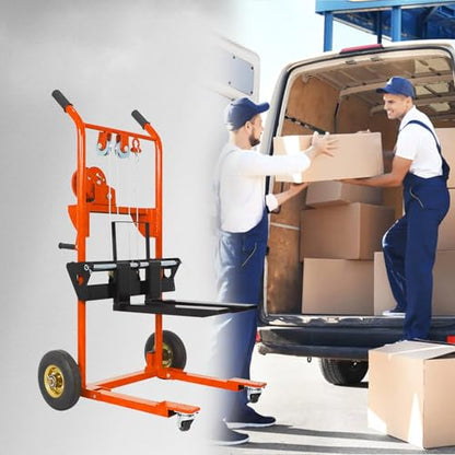 Apollo Winch Stacker, Pallet Truck Dolly 440 Lbs Capacity, 35.4" Max Lift - color: Orange, size: Winch-440lbs-35.4" Lift