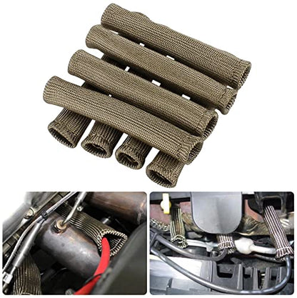 Spark Plug Wire Heat Shield Spark Plug Wire Heat Shield Sleeve Spark Plug Boot Protector Boots Wrap for SBC BBC 350 454 8PCS Plug Wire Covers - 2500F High Temp （titanium） - color: Titanium