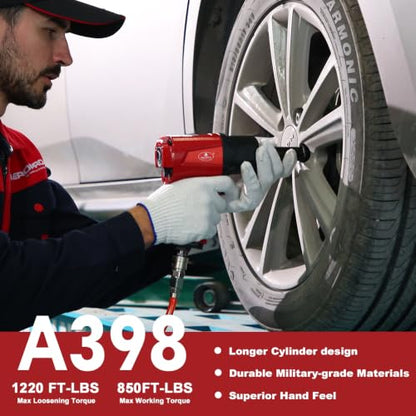 AEROPRO TOOLS 1/2-Inch Aluminum Air Impact Wrench Set,Max Torque 1380ft-lbs - style: 1380 ft-lbs | Air Impact Wrench + Socket