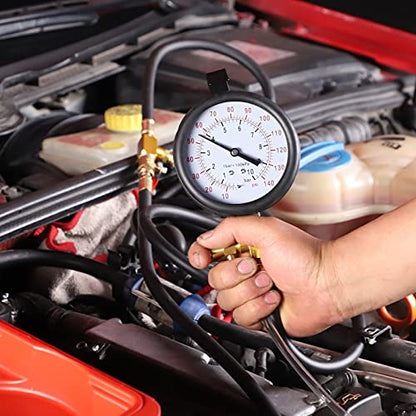 BETOOLL Pro Fuel Injection Pressure Tester Kit Gauge 0-140 PSI - size: 0-140 PSI