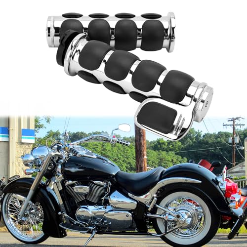 DREAMIZER 25.4MM Motorcycle Handlebar Grips 1 inch Compatible with Honda Shadow Spirit 750 Valkyrie Fury VTX1300 VTX1800 VT400 VT750 VT1100 - Smooth - style: Flat-chrome With Big Throttle