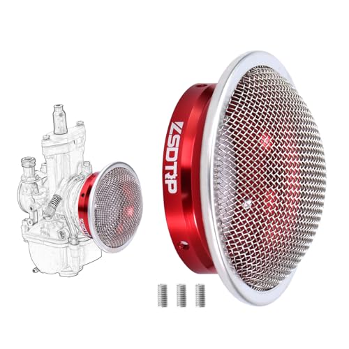 Carburetor 55mm Velocity Stack Air Filter Clean CNC Aluminium Alloy with SUS304 Mesh For PWK32-34mm Carb(Red,55mm-H20) - color: Red, size: 55mm