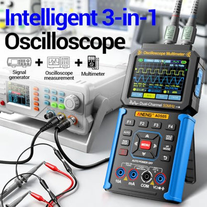 3-in-1 Handheld Oscilloscope Multimeter,50MHz Dual Channel,Signal Generator - color: Blue