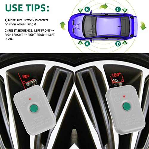 4 Pack Tire Pressure Monitoring System Sensor 315MHz DE8T-1A180-AA TPMS Sensor+ TPMS Relearn Tool Compatible with Ford Focus Fusion F150 CMAX E150 Edge Escape Expedition Mustang Lincoln Mercury Mazda