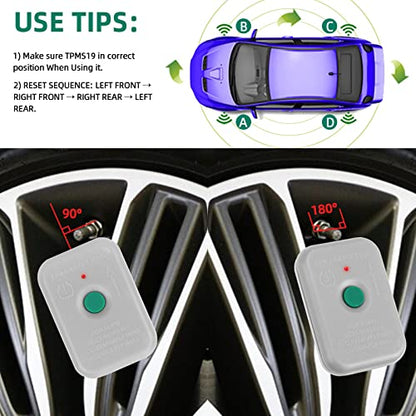 4 Pack Tire Pressure Monitoring System Sensor 315MHz DE8T-1A180-AA TPMS Sensor+ TPMS Relearn Tool Compatible with Ford Focus Fusion F150 CMAX E150 Edge Escape Expedition Mustang Lincoln Mercury Mazda
