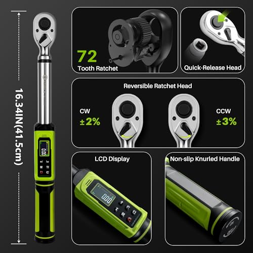 1/2" Digital Torque Wrench-2-147.5Ft.Lb for Car Motorcycle Repair - style: 1/2" 2.2-147.5Ft.Lb Set