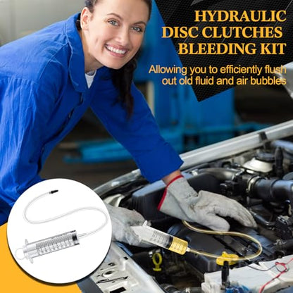 Brake Bleed Kit Hydraulic Disc Clutches Bleeding Kit Includes 100ml Syringe 50cm Hose and One Way Check Valve Tube Bleeding Tool for Motorcycle Cars Brake System Repair Maintenance