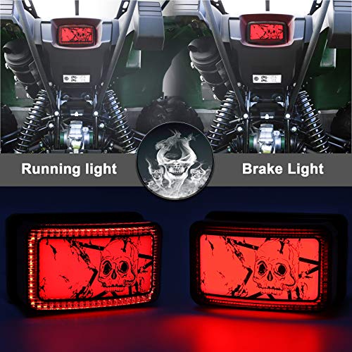 MOVTOR ATV LED Tail Light with Halo for Yamaha Grizzly Big Bear - color: skull red DRL & black housing
