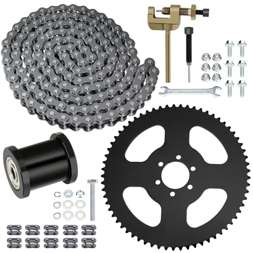YOXUFA 65 Tooth Sprocket 35 Chain with 140 Links Replacement for Coleman CT100U CC100X Baja Doodle Bug Blitz Dirt Bug Racer DB30 Motovox Mbx10 Predator 97cc 100cc 2.5hp Mini Bike Powersports Parts