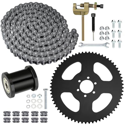 YOXUFA 65 Tooth Sprocket 35 Chain with 140 Links Replacement for Coleman CT100U CC100X Baja Doodle Bug Blitz Dirt Bug Racer DB30 Motovox Mbx10 Predator 97cc 100cc 2.5hp Mini Bike Powersports Parts