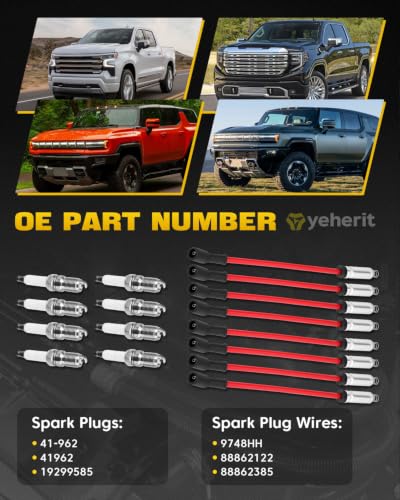 8Pcs 41-962 Spark Plugs & 9748HH Spark Plug Wires for LS Engine