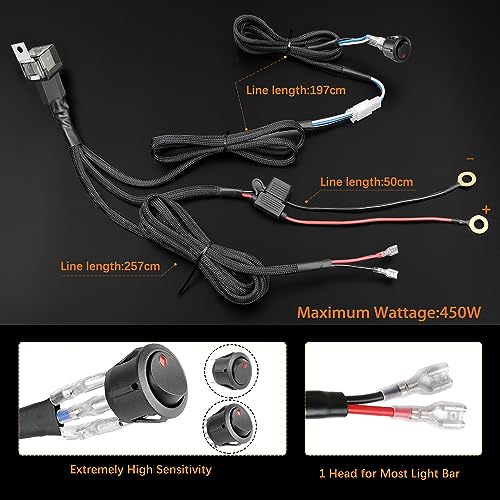 LED Light Bar Wiring Harness On Off Switch Relay 30A Fuse - style: 1 Lead
