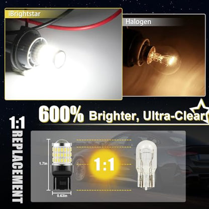 iBrightstar 7443 LED Bulb White, 7440 LED Reverse Light Bulbs Super Bright for Backup Lights Tail Lights Parking Lights, 2 Pack - color: White, size: 7443