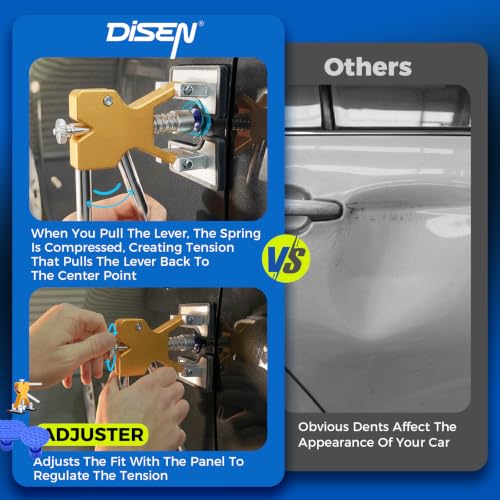 DISEN 101Pcs Paintless Dent Removal Kit, Car Dent Repair Tool Set with Bridge Puller, T-Slide Hammer, Glue Gun & Adhesive Sheets, for Dents, Dings, Creases and Hail Damage - size: 101 PCS