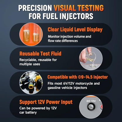 FOXWELL JT200 Fuel Injector Tester Cleaner - Visualize Spray Pattern & Flow