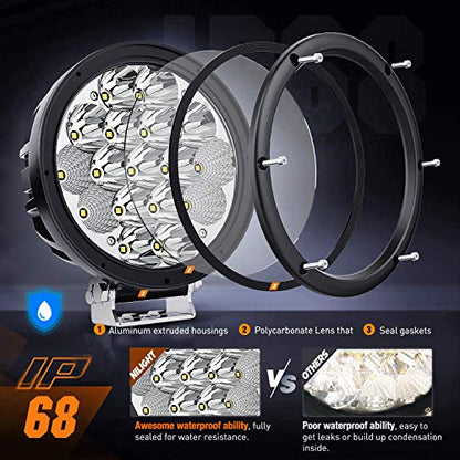 Nilight Pro Series 2PCS 7 Inch Round LED Driving Offroad Light 85W 10200LM - color: 2Pcs 85W 7Inch LED Light Kit
